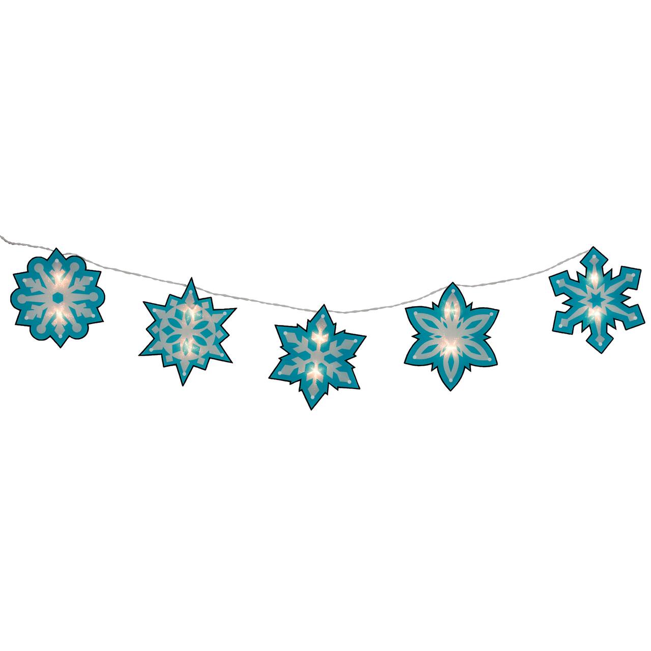 10ct. Blue & White Snowflake Clear Christmas Lights